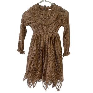 Trish Scully child Abigail lace dress chocolate brown sz 6